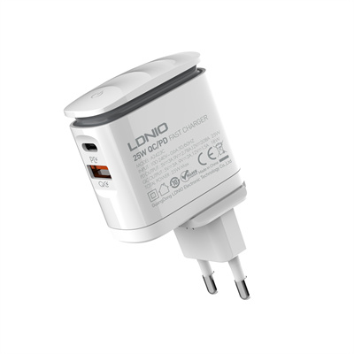 ADAPTER LDNIO PD25W & QC3.0 TYPE-C, USB-A FAST CHARGER A2423C